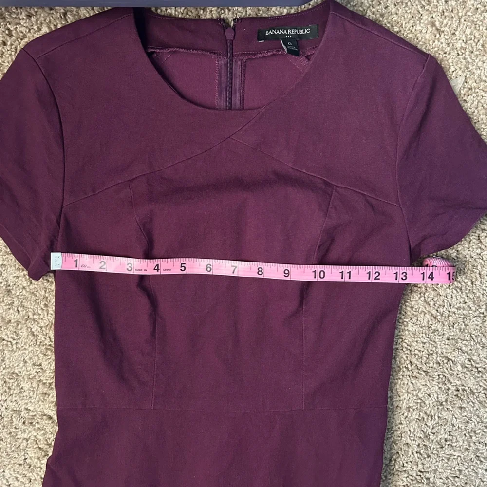 W Banana Republic Burgundy Wine Sheath Midi Dress Size 0 |E5 - Picture 7 of 8